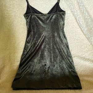 Rampage Small  green velour feel, snake or lizard skin look mini dress